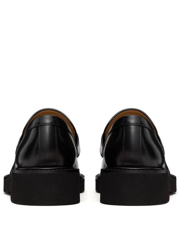 Gold Logo Detail Loafers Black - VALENTINO - BALAAN 4