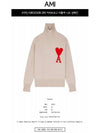 Big Heart Logo Wool Knit Turtleneck Beige - AMI - BALAAN 3