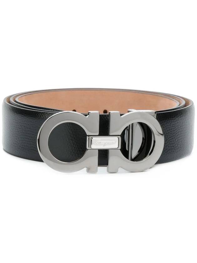 Reversible Gancini Leather Belt Black - SALVATORE FERRAGAMO - BALAAN 2