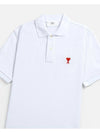 Small Heart Logo Polo Shirt White - AMI - BALAAN 4