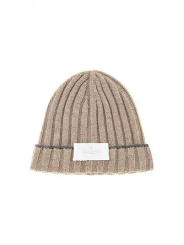 Men s Cashmere Chunky Rib Knit Beanie Light Brown 270896 - BRUNELLO CUCINELLI - BALAAN 1