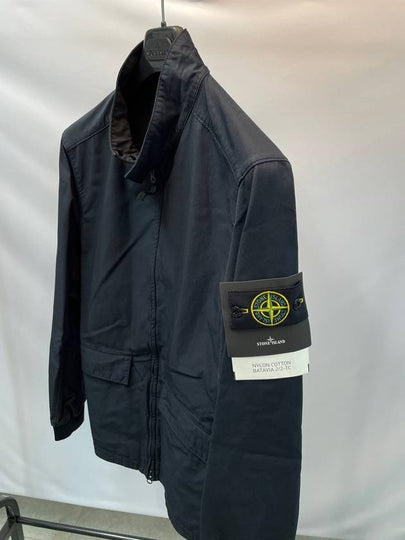 Men's Nylon Cotton Batavia Garment Dyed Zip Up Jacket Navy - STONE ISLAND - BALAAN 2