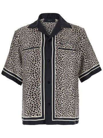 Black Bowling Shirt With Leopard Print In Silk Man - AMIRI - BALAAN 1