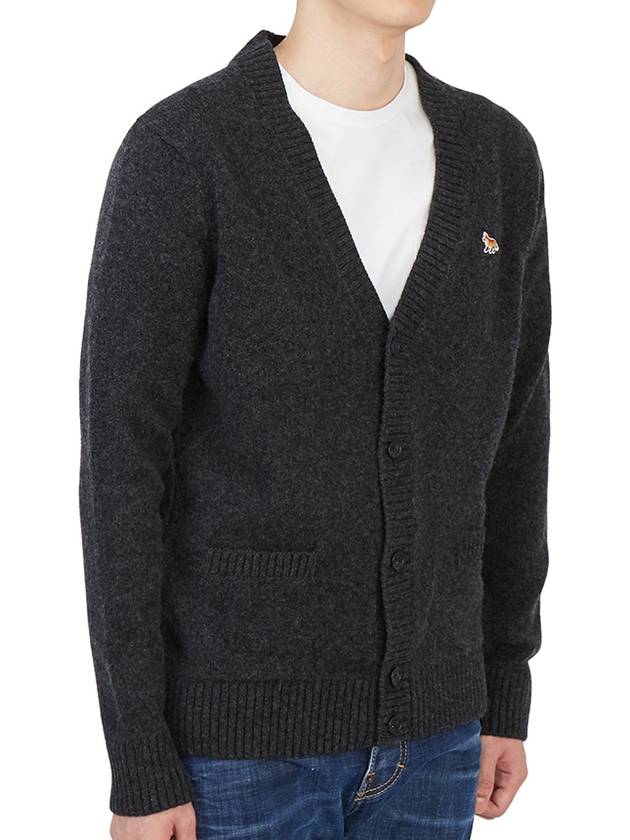 Baby Fox Patch Cosy Cardigan Dark Grey - MAISON KITSUNE - BALAAN 4