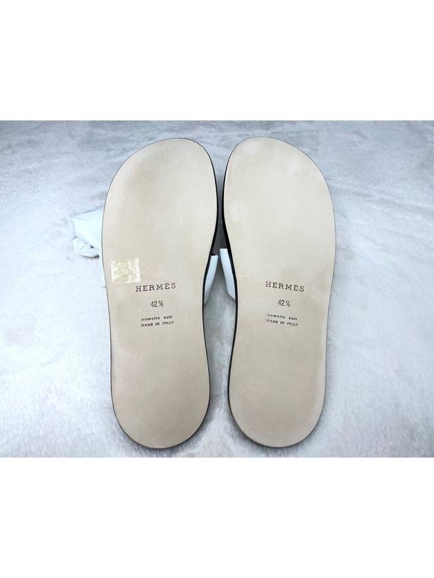 Izmir Leather Slippers Blanc - HERMES - BALAAN 7