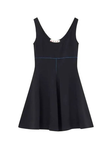 Stitched line sleeveless dress black - MARNI - BALAAN 1