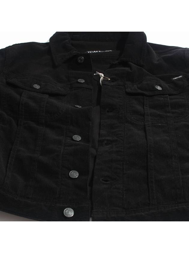 Wave Shirt Collar Cotton Corduroy Denim Jacket Black - TOM FORD - BALAAN 7