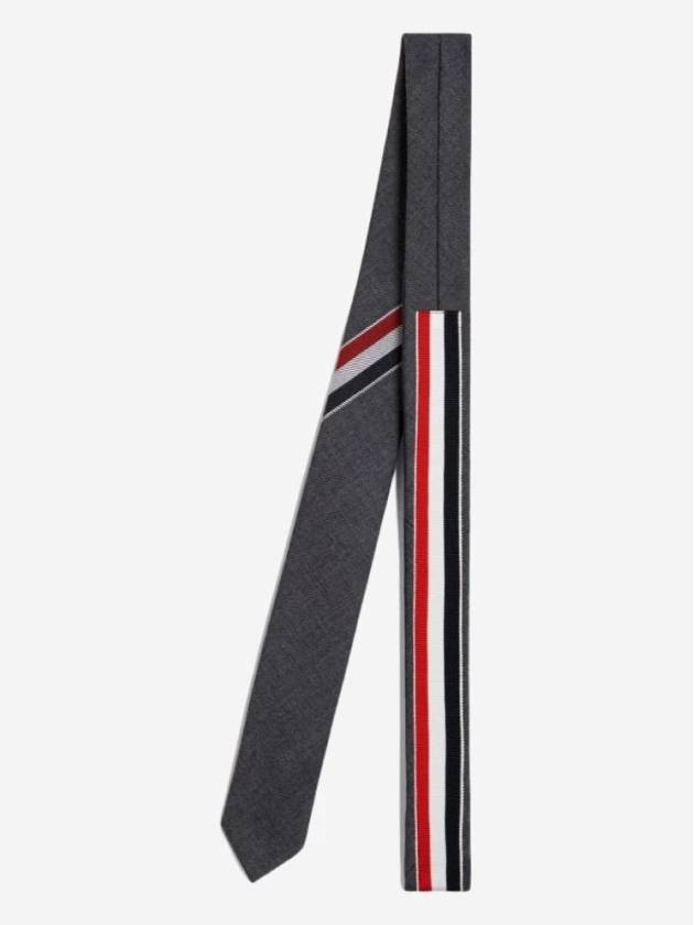 Three-Line Engineer Stripe Wool  Neck Tie Dark Grey - THOM BROWNE - BALAAN 3