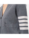 Cotton 4-Bar Milano Classic V-Neck Cardigan Medium Grey - THOM BROWNE - BALAAN 4