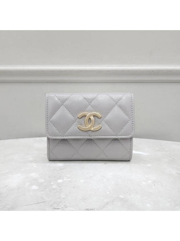 Lux You Gray season flap caviar card wallet - CHANEL - BALAAN 1