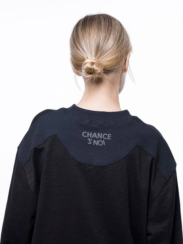 For Woman Women s M243MT02BK Snowy Reverse Rib Crew Neck Sweatshirt Black Navy - CHANCE'S NOI - BALAAN 5