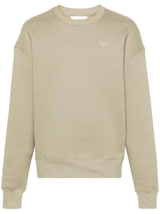 De Coeur Logo Embossed Crewneck Sweatshirt Beige - AMI - BALAAN 1