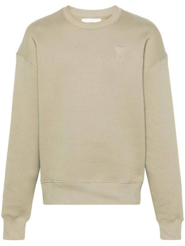 De Coeur Embossed Logo Crewneck Sweatshirt Beige - AMI - BALAAN 1