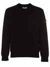 Men's Wappen Patch Crew Neck Knit Top Black - STONE ISLAND - BALAAN 2