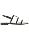 Cassandra Monogram Leather Sandals Black - SAINT LAURENT - BALAAN 3