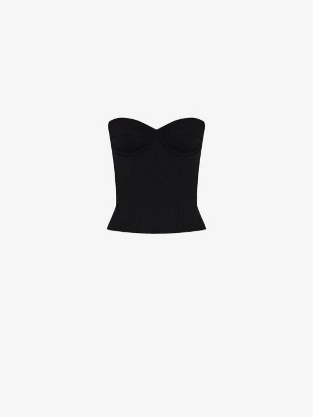 Ribbed Strapless Bustier Top Black - BALENCIAGA - BALAAN 2