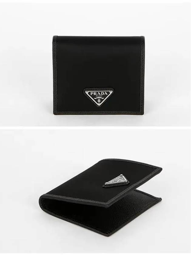 Enamel Triangle Logo Re-Nylon Half Wallet Black - PRADA - BALAAN 3