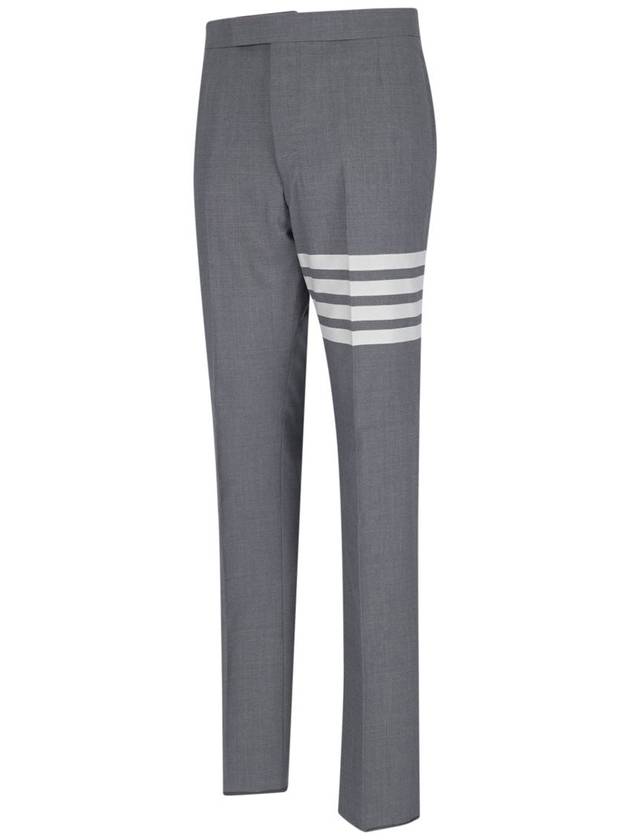 Diagonal Plain Weave Classic Wool Slacks Medium Grey - THOM BROWNE - BALAAN 3