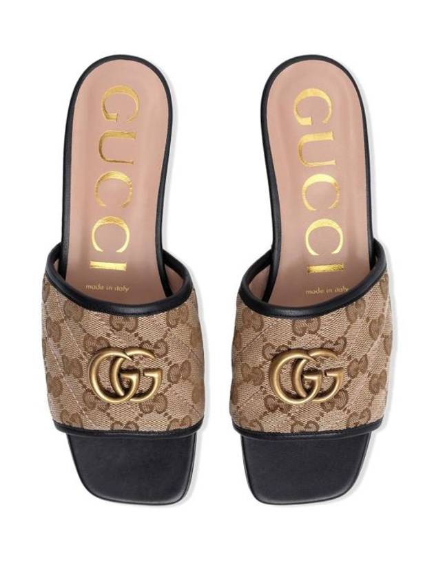 Women's GG Matelasse Canvas Slide Sandals Mule Black - GUCCI - BALAAN 4