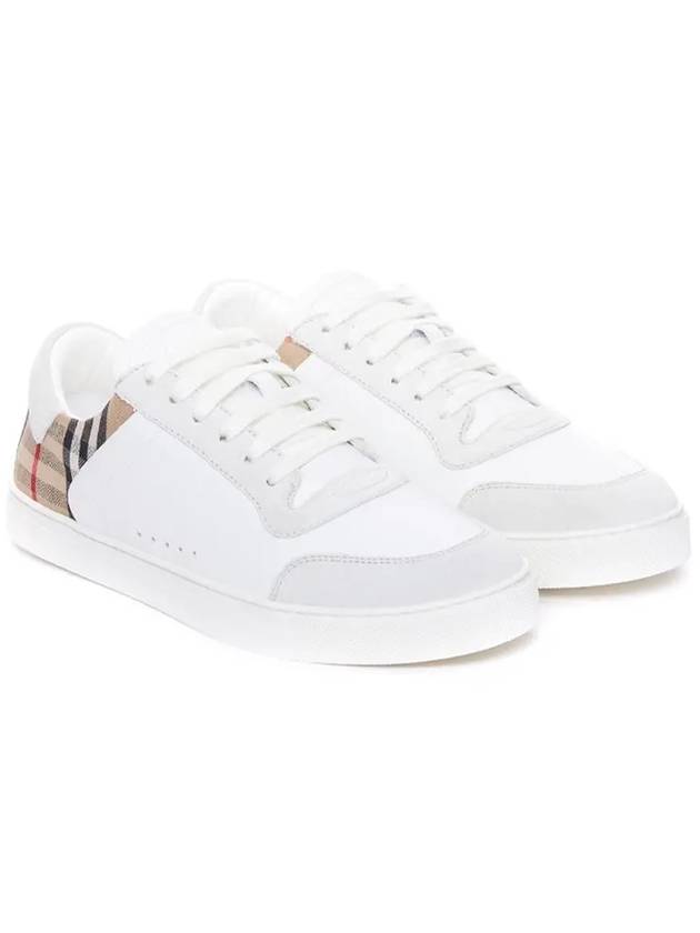 Check Leather Suede Sneakers Natural White Archive Beige - BURBERRY - BALAAN 2