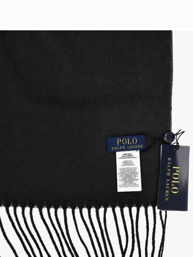 Embroidered pony logo wool muffler black - POLO RALPH LAUREN - BALAAN 4