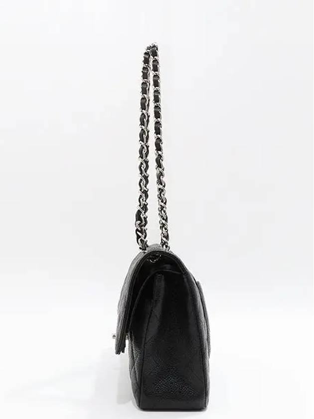 A01112 Black Caviar Skin Classic Medium M Flap Silver Chain Shoulder Bag - CHANEL - BALAAN 3