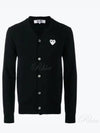 White Heart Waffen V-neck Knit Cardigan Black - COMME DES GARCONS - BALAAN 2