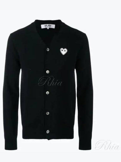 White Heart Wappen V-neck Cardigan Black - COMME DES GARCONS - BALAAN 2