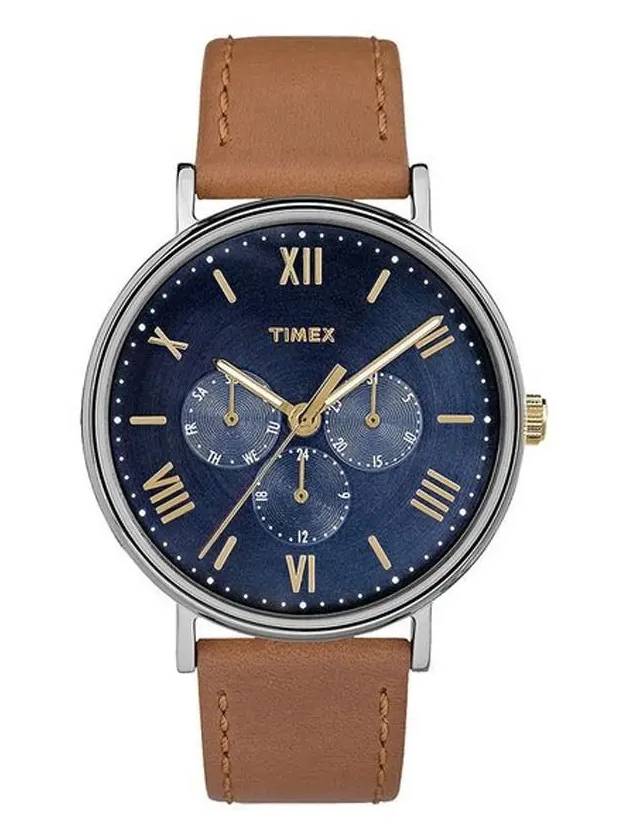 leather strap watch blue - TIMEX - BALAAN 3