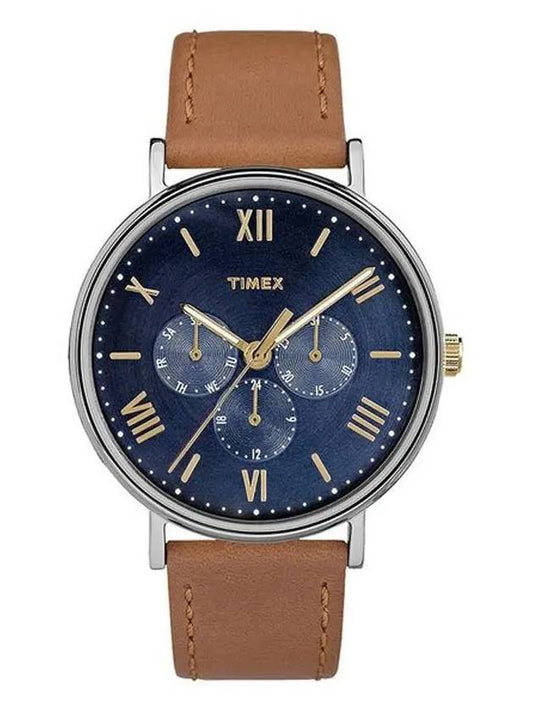 leather strap watch blue - TIMEX - BALAAN 2