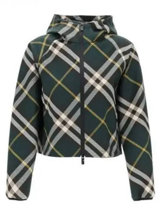 Check Pattern Zip-Up Hoodie Green - BURBERRY - BALAAN 2