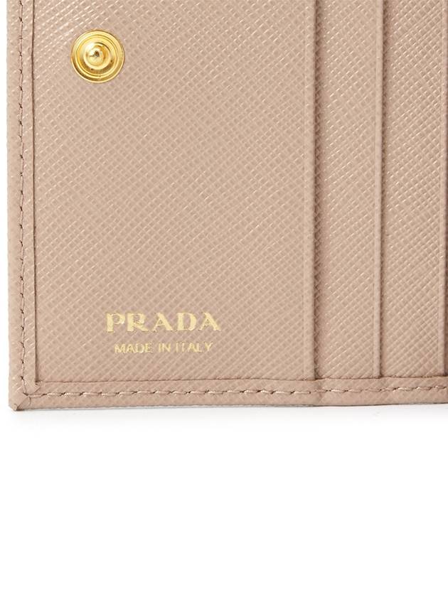 Small Saffiano Leather Half Wallet Beige - PRADA - BALAAN 9