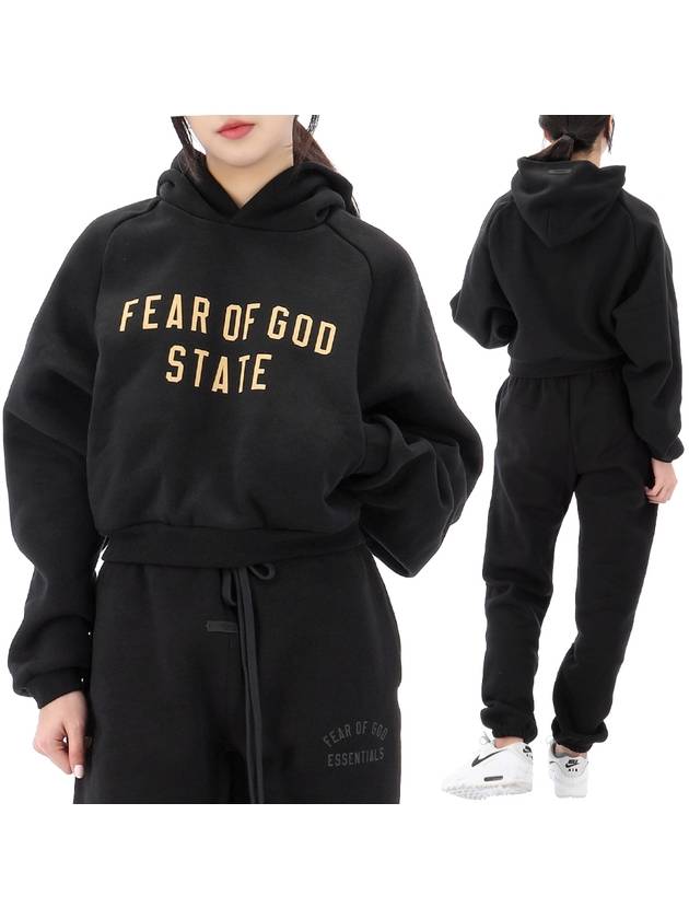 Logo Print Cropped Hoodie Black - FEAR OF GOD - BALAAN 2