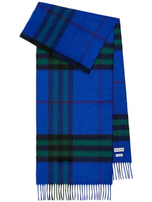 Check Cashmere Scarf Blue - BURBERRY - BALAAN 1