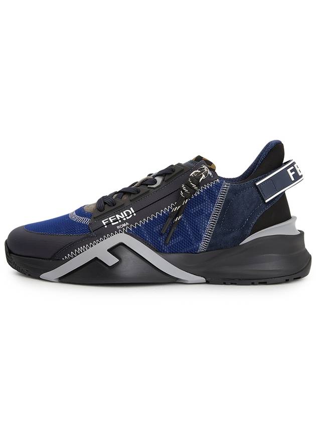 Flow FF Motif Leather Low Top Sneakers Blue - FENDI - BALAAN 4