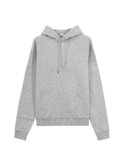 Logo Kangaroo Pocket Fleece Hoodie Grey - SAINT LAURENT - BALAAN 2