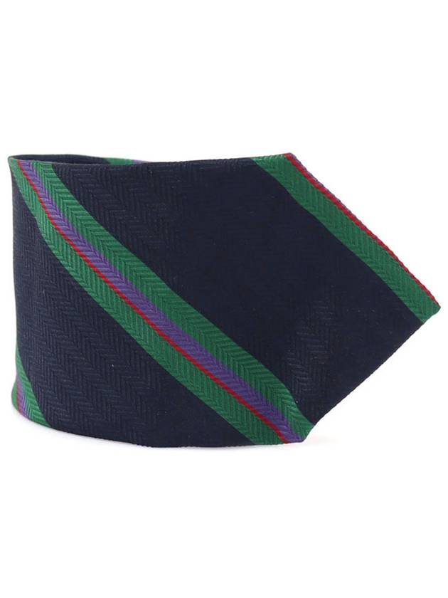 100 silk navy striped pattern tie - NINA RICCI - BALAAN 1