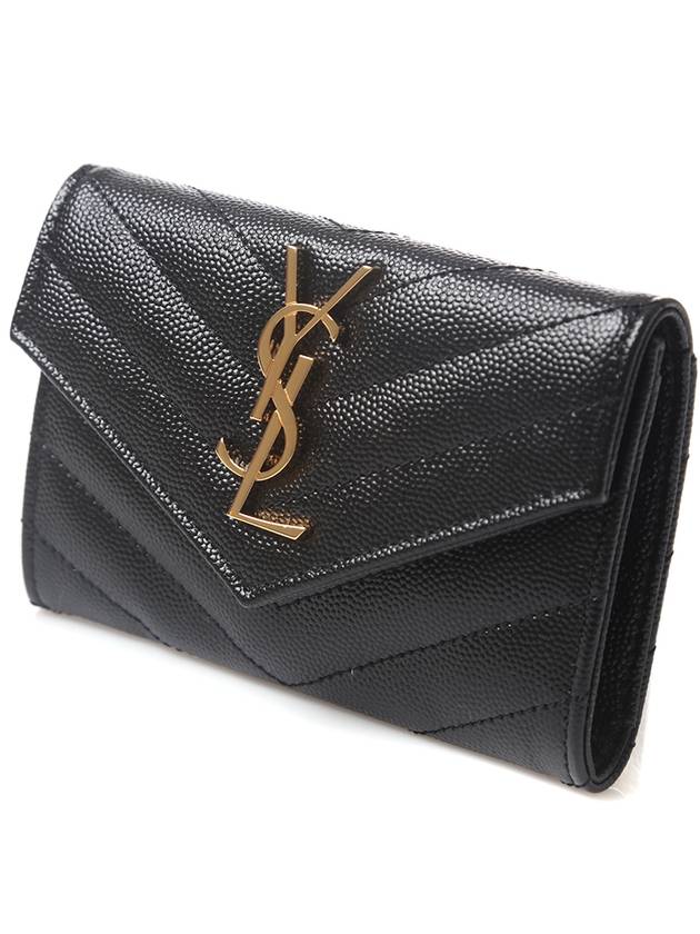 Monogram Envelope Small Half Wallet Black Gold - SAINT LAURENT - BALAAN 3