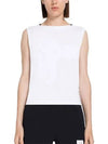 Women's Pick Rib Gusset Boat Neck Sleeveless White - THOM BROWNE - BALAAN 2