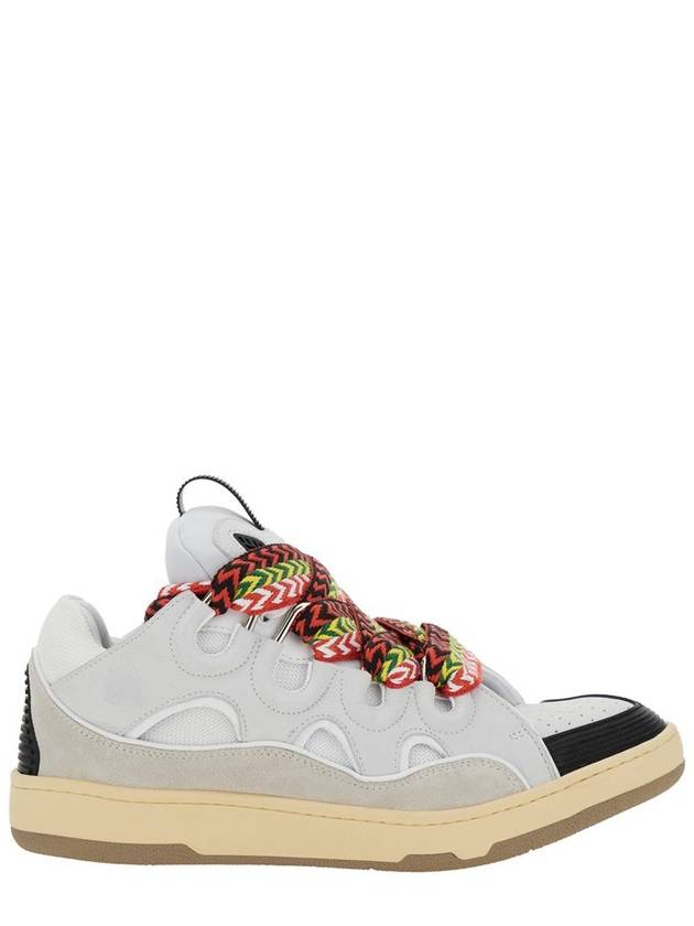 'Curb' Sneakers With Multicolor Laces In Leather White Unisex - LANVIN - BALAAN 1