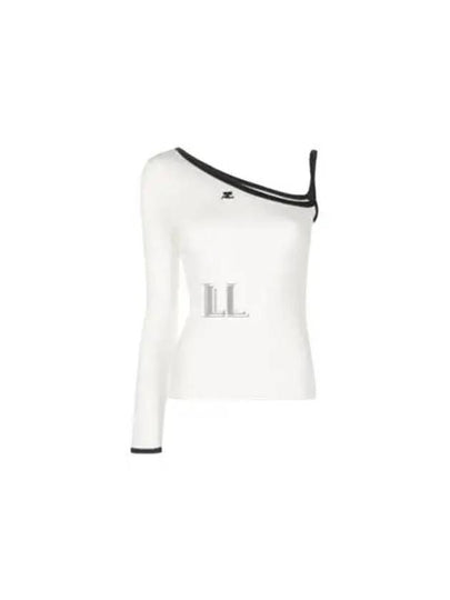 Embroidered Logo One Sleeved Long-Sleeved T-Shirt White - COURREGES - BALAAN 2