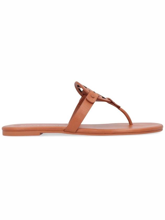 Miller Soft Leather Flip Flops Brown - TORY BURCH - BALAAN 3