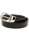 Round Buckle 30mm Reversible Leather Belt Black Brown - MONTBLANC - BALAAN 2