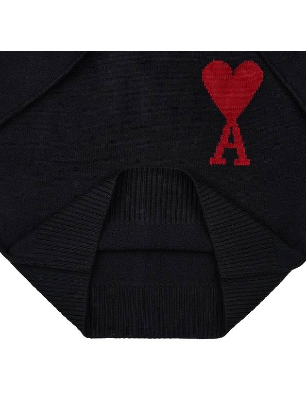 Intarsia Heart Logo Turtleneck Black - AMI - BALAAN 9