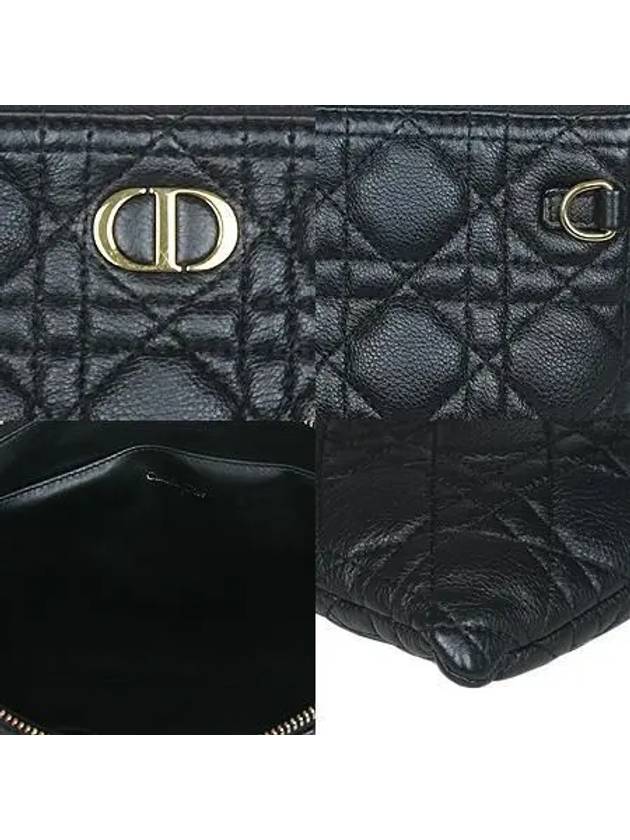 S5086UWHC Gold Logo Black Leather Caro Clutch Bag - DIOR - BALAAN 5