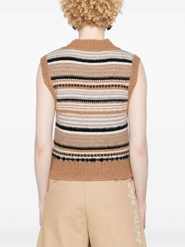 Striped Soft Wool Knit Vest Brown - GANNI - BALAAN 5