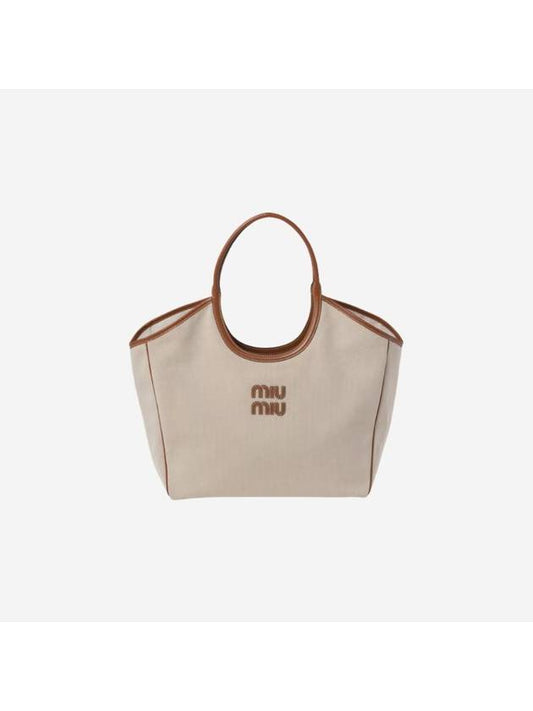 Ivy Canvas Tote Bag Beige Brandy - MIU MIU - BALAAN 1