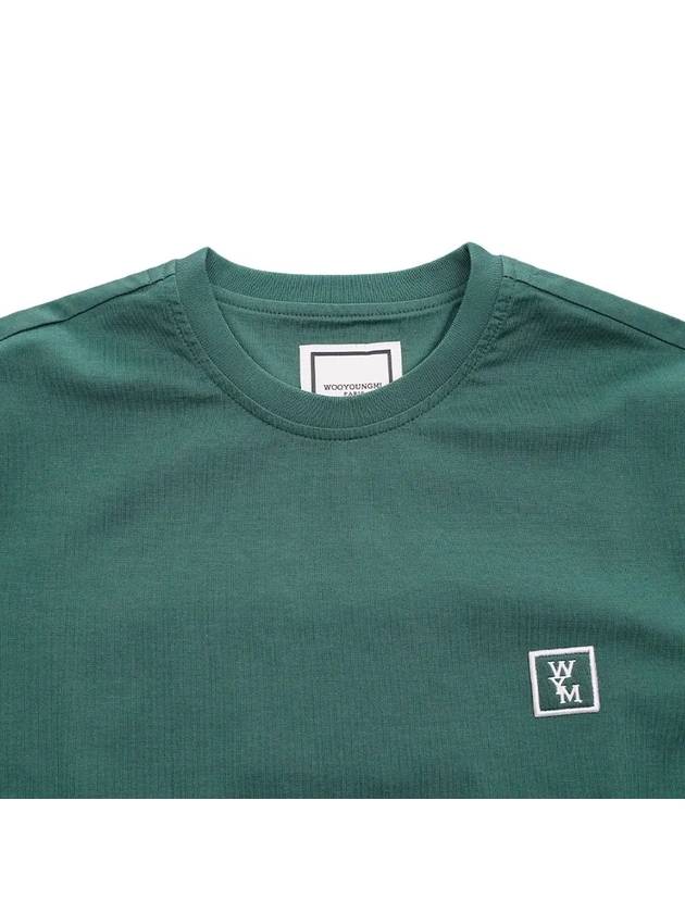 Back Logo Round Neck Cotton Short Sleeve T-Shirt Green - WOOYOUNGMI - BALAAN 5