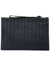 Intrecciato Strap Large Clutch Bag Black - BOTTEGA VENETA - BALAAN 3