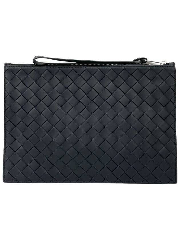 Intrecciato Strap Large Clutch Bag Black - BOTTEGA VENETA - BALAAN 3